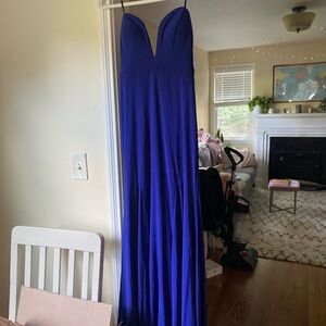 Elegant Royal Blue Strapless Gown